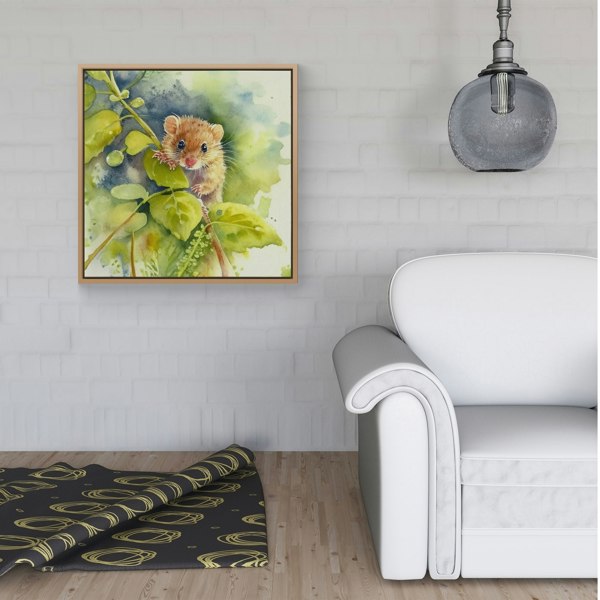 Warren Reed Dormouse Watercolour Framed Canvas