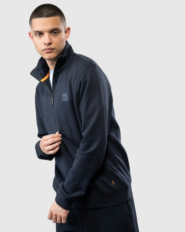 BOSS Orange Zetrust Mens 1/4 Zip Sweatshirt - Dark Blue 404