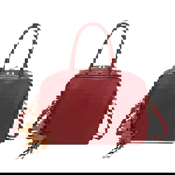 Kitise Structured Box Satchel Handbag Crossbody Purse Dog Charm