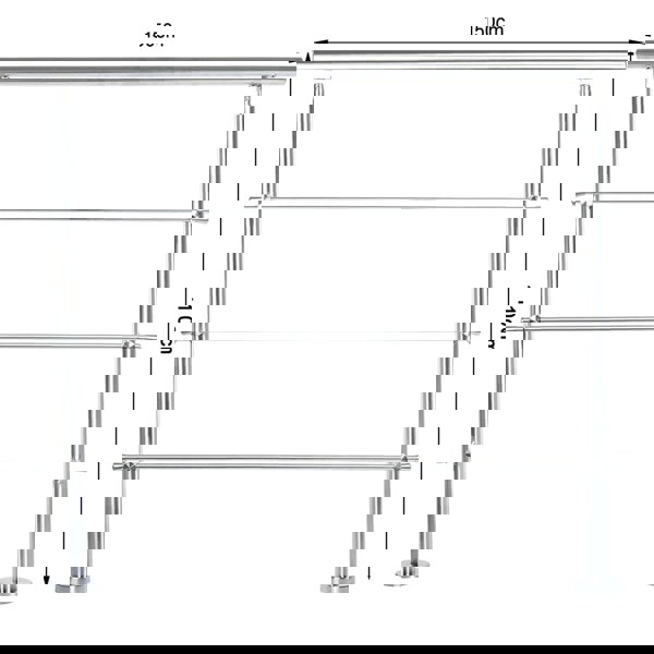 150cm Wide Silver Floor Mount Stainless Steel Handrail for Slopes and Stairs Garden Fences & Wall Hedges Living and Home With 3 Cross Bars