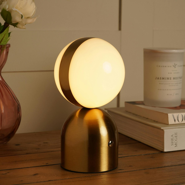Hestia Bronze Glass Ball USB LED Touch Table Lamp