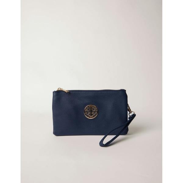 Blue Vanilla Detailed Zip Up Purse With Detachable Strap