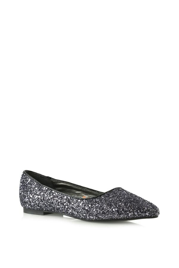 XY LONDON Statement Pointed Toe Flat Bridal Ballerina Pump Shoes
