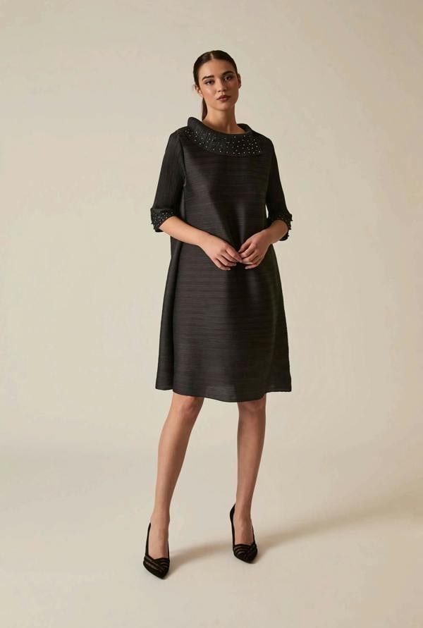 James Lakeland Charcoal Embellished Pleat Dress