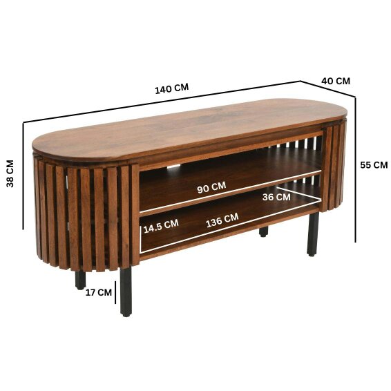 Wyld Haus Birmingham Slatted Mango Wood TV Cabinet