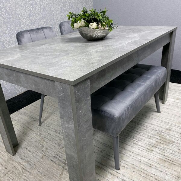Kosy Koala Grey Wooden Dining Table Set with 2 Grey Chairs and Benches - Dining Kitchen Room Furniture