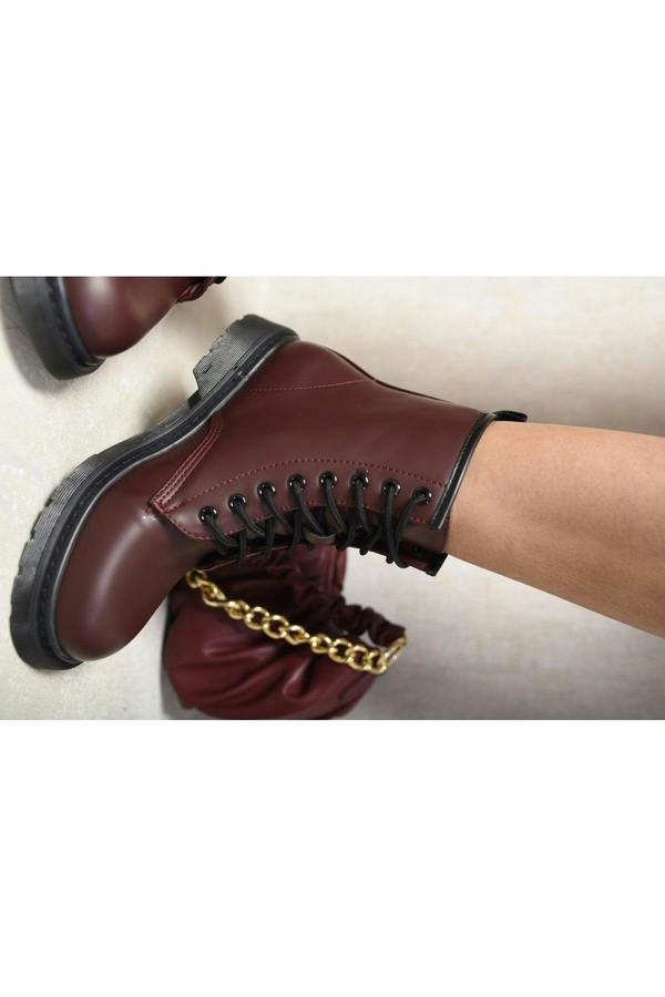 Rylee Lace-up Platform Ankle Boots - Wine