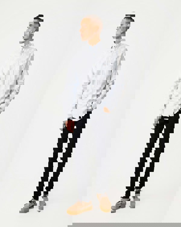 GANT Mens Regular Fit Long Sleeve Oxford Banker Stripe Shirt - 455 Light Blue