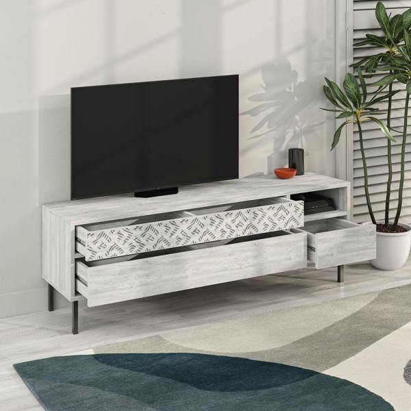 Decortie Heaton Modern Multimedia Unit with Storage TV Cabinet 60" 145cm