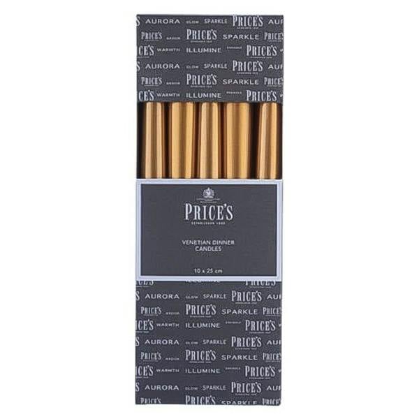 Price's Venetian Dinner Candle Gold 10Pk
