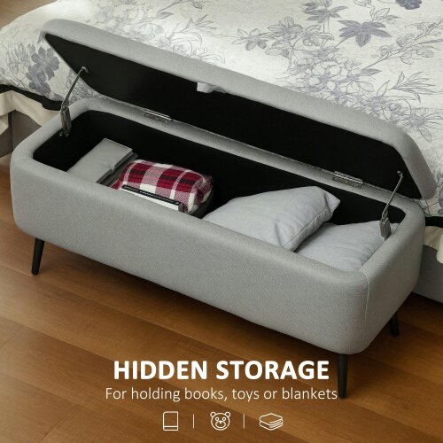 Wyld Haus Harika Linen Look Light Grey Storage Ottoman