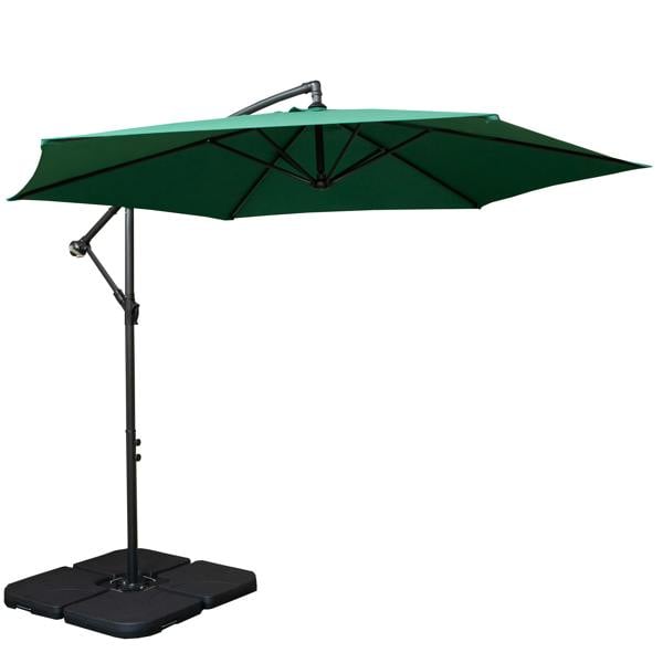 Samuel Alexander 3m Cantilever Banana Garden Parasol in Green with Crank Handle and Parasol Base Weights Included