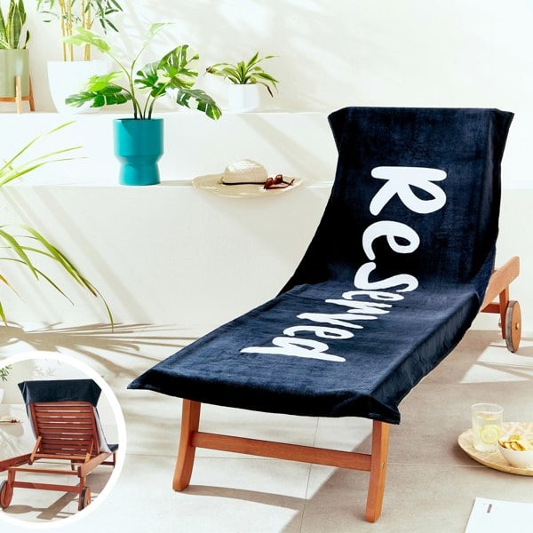 Catherine Lansfield Reserved Black/White Beach Towel Lounger