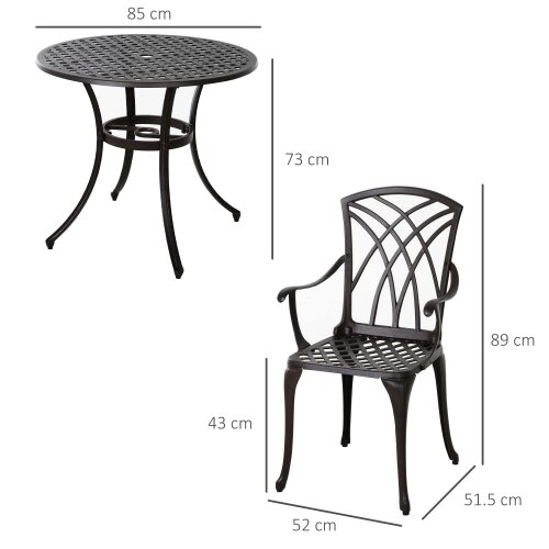 Wyld Haus Rohafa Brown Cast Aluminium Brown 4 Seater Garden Dining Set With Armchairs And Round Table
