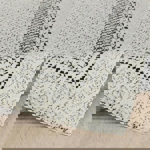Livabliss Freud-Modern Ivory Black High Pile Rug