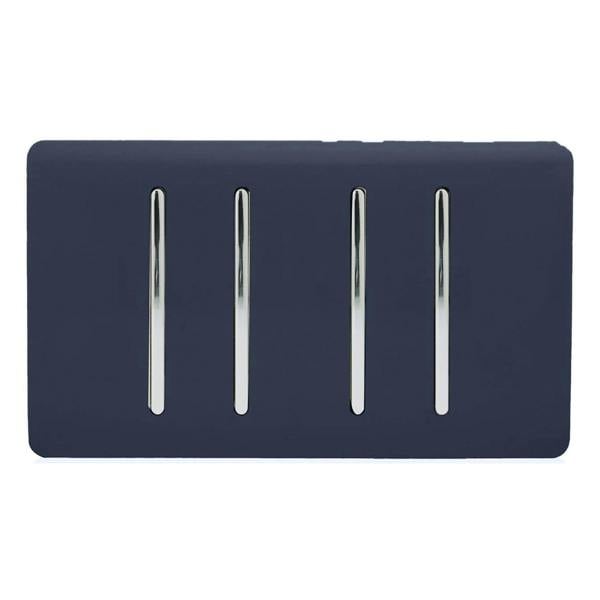 Trendi Switch 4 Gang Light Switch (3x 1 or 2 Way & 1 x Intermediate)in Navy Blue