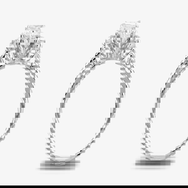 Starbright Silver Pear-cut and Round Cubic Zirconia Trilogy Ring R6702 3A