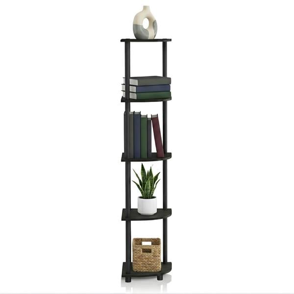 WALPLUS BK Turn-N-Tube 5 Tier Corner Display Rack Multipurpose Shelving Unit, Espresso/Black perfect for organized storage and display - 99811EX