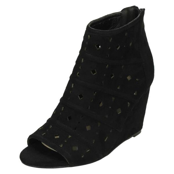 Spot On Ladies Spot On High Wedge Peeptoe Ankle Boots