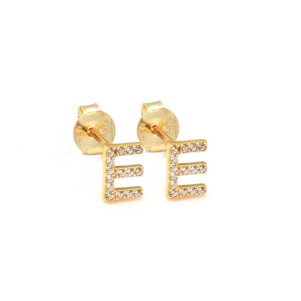 Say It With Dainty Initial Earring Pair - Yellow Gold