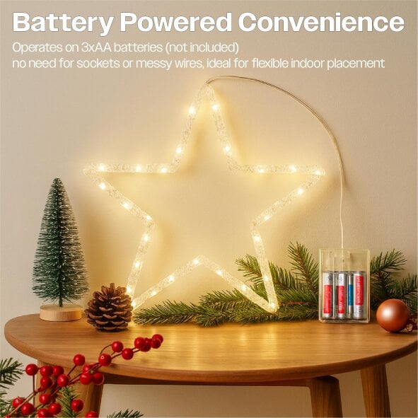 Scotts of Stow Xmas Haus Pre Lit 20 Warm White Micro LED Christmas Design Hanging Light Battery Timer Power Supply