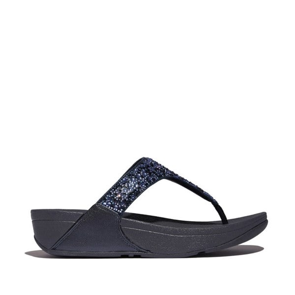 FitFlop LULU CRYSTAL-MIX Womens Toe Post Sandals Midnight Navy