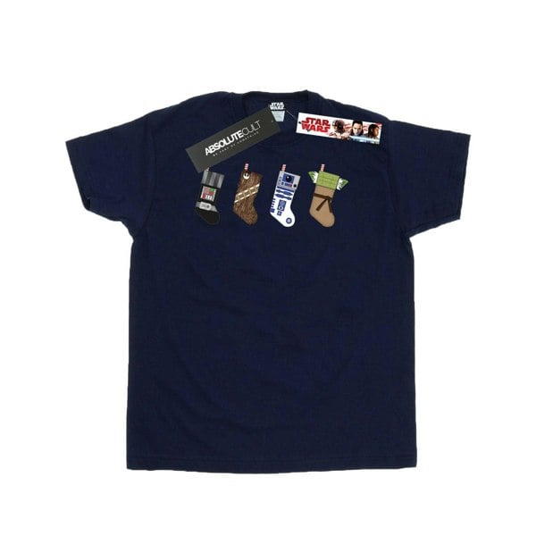 Star Wars Mens Christmas Stockings T-Shirt - Navy Blue