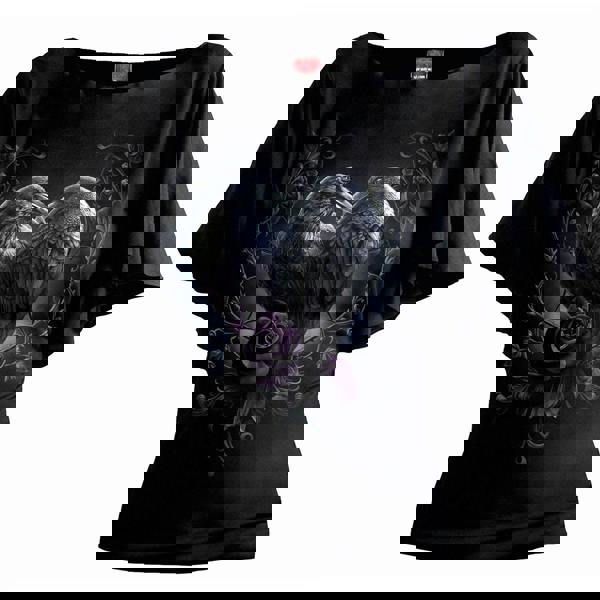 RAVEN HEART - Boat Neck Bat Sleeve Top Black - Spiral USA