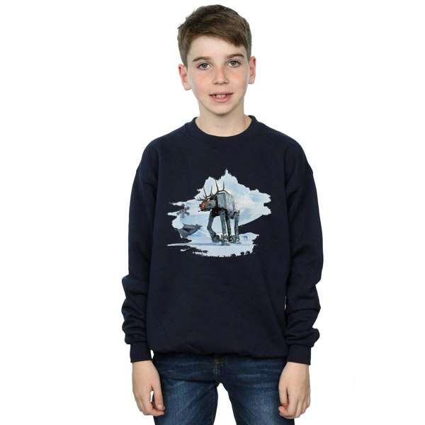 Star Wars Boys Christmas AT-AT Reindeer Sweatshirt - Navy Blue