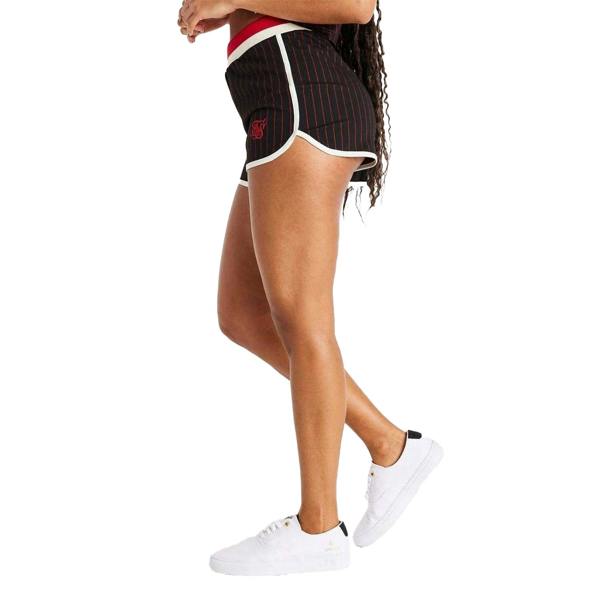 SikSilk Womens/Ladies Pinstripe Athletic Basketball Shorts - Black/Red - 