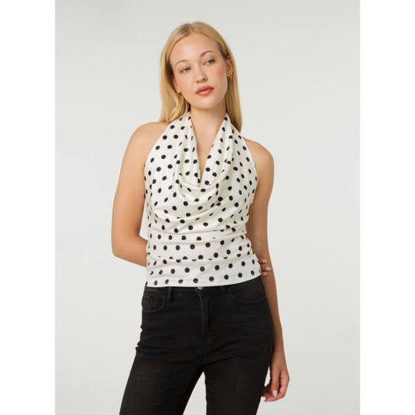 Pink Vanilla Polka Dot Cowl Neck Top