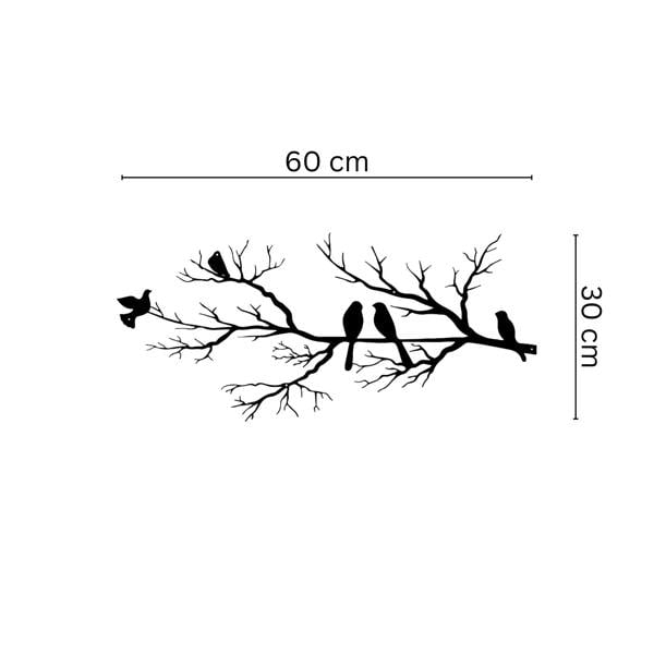 Decortie Birds on Branch Metal Line Art Wall Decor 60x30