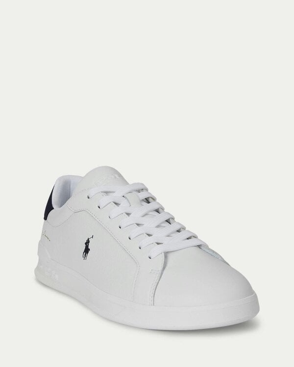 Ralph Lauren Heritage Court II Mens Leather Sneaker - White/Hunter Navy