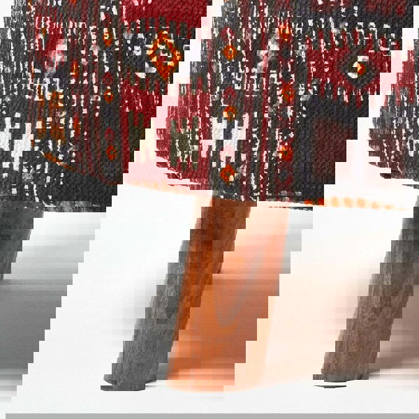 HOMESCAPES Flat Kilim Footstool with Legs - 62 x 62 x 30 cm