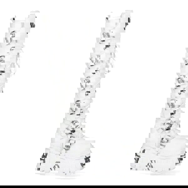 New Rock M-272-C69 Knee High White Leather Gothic Boots