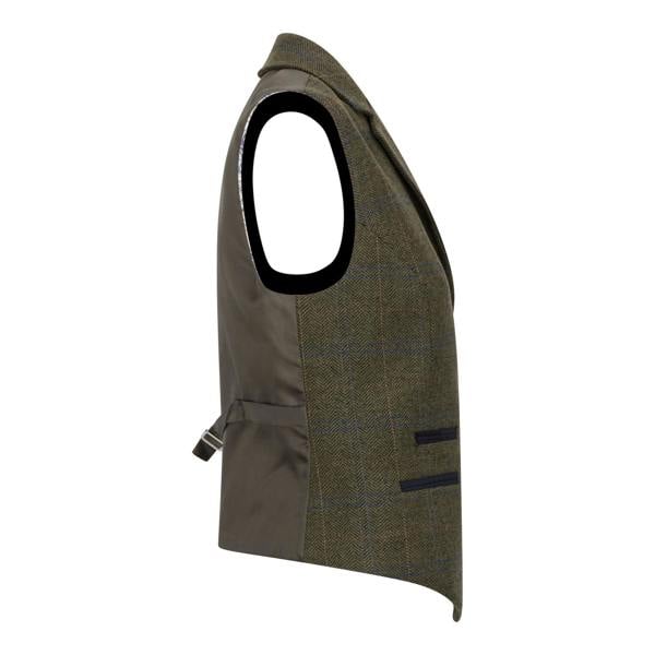 TruClothing Women's Olive Tailored Fit Tweed Waistcoat in Herringbone Check