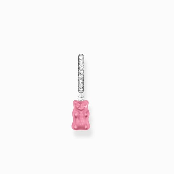 THOMAS SABO Haribo Sterling Silver 28mm Pink Gummy Bear Single Hoop Earring CR726-052-9