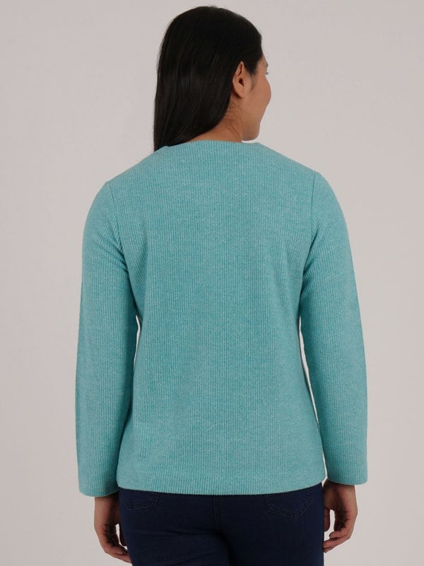 PennyPlain Ribbed Button Cardigan - Opal
