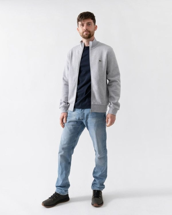 Lacoste Regular Fit Brushed Fleece Mens Zippered Sweatshirt - Silver Chine CCA