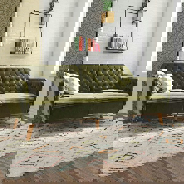 Dorel Home Tallulah Sofa Bed with Memory Foam in Velvet Green