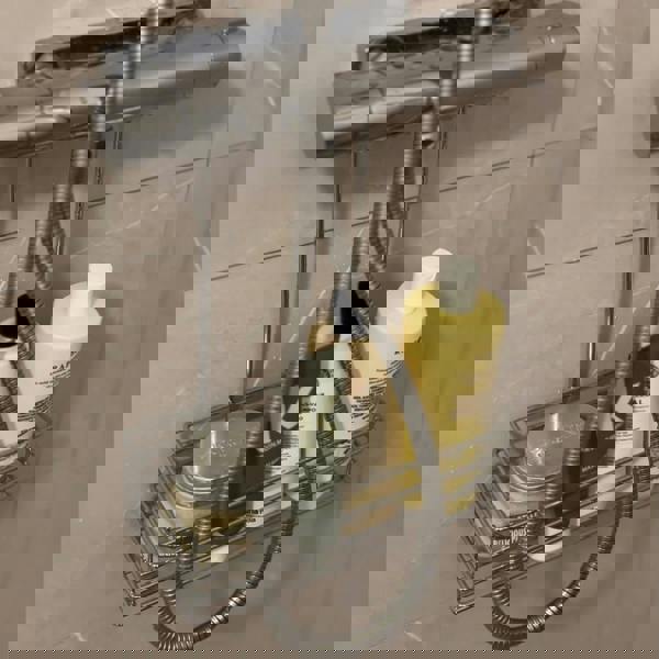 BESLAGSBODEN Polished Chrome Stainless Steel Shower Basket for Shower Mixer