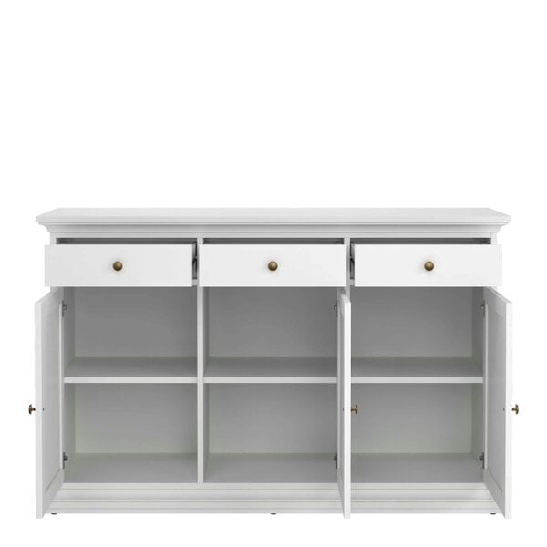 Wyld Haus Osaka Farmhouse White Wooden Sideboard 3 Doors 3 Drawers