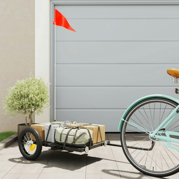 Berkfield Bike Cargo Trailer Black 122x53x28 cm Iron