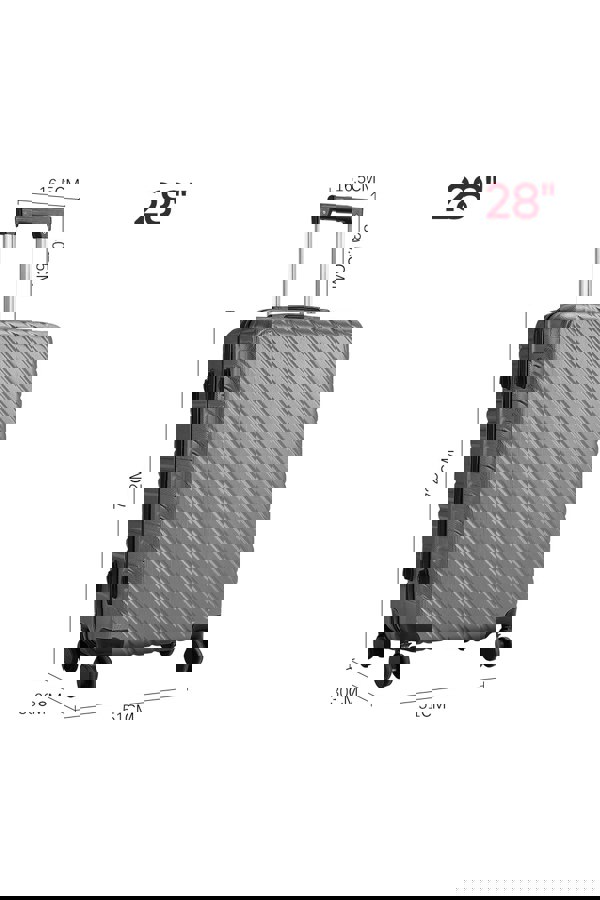 Living and Home Lightweight Hardside Travel Suitcase with Spinner Wheels, 28" Silver
