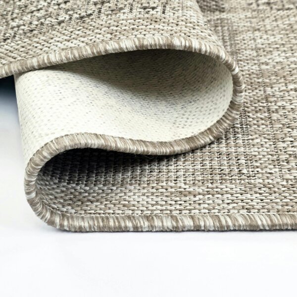 Viva Rugs Beige Brown Check Runner Rug Non-Slip Flat Weave Kitchen Hallway Carpet