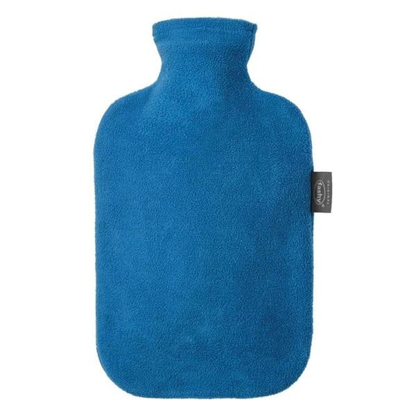 Fashy 2L hot water bottles with blue microfleece cover pack of 10
