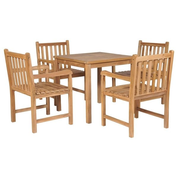 Berkfield 5 Piece Outdoor Dining Set Solid Teak Wood