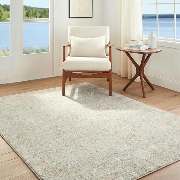 Livabliss Nathan-Modern Grey Beige Brown Graphic Fringe Rug