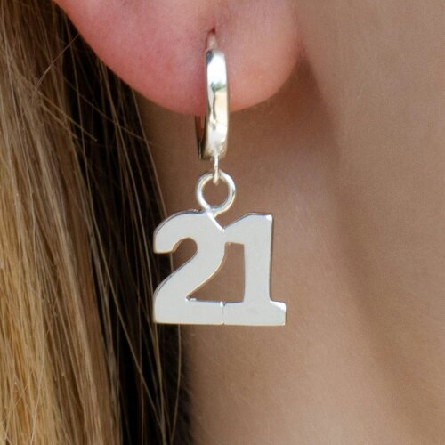Mylee London Sterling Silver 21 Charm Earrings - Huggie Hoop