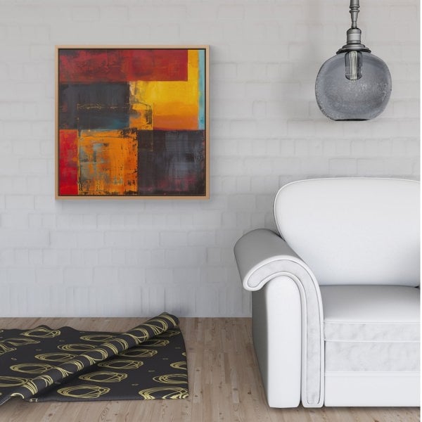 Warren Reed Golden Blocks Of Abstract Framed Canvas